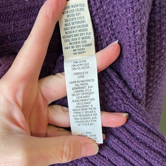 LL Bean Sweater Womens Small Purple Heathered Vintage Knit Long Cardigan Casual - Picture 6 of 11